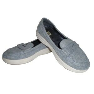 FitFlop Sz 7   Sporty Gray Felted Fabric Penny Loafers Slip-on Comfort Flats